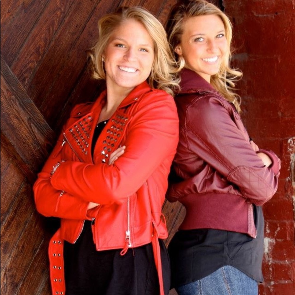 Red Leather Studded Jacket